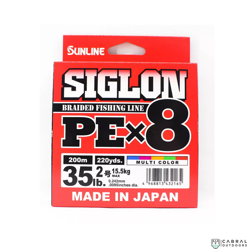 Sunline Siglon Braided Fishing Line PE X8  | 200m | Multi Color | 35lb-40lb  Braided Line  Sunline  Cabral Outdoors  