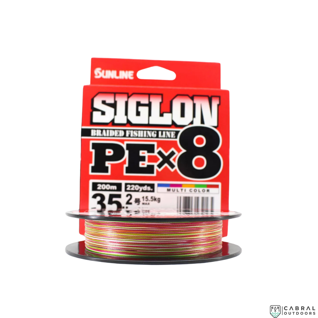 Sunline Siglon Braided Fishing Line PE X8  | 200m | Multi Color | 35lb-40lb  Braided Line  Sunline  Cabral Outdoors  