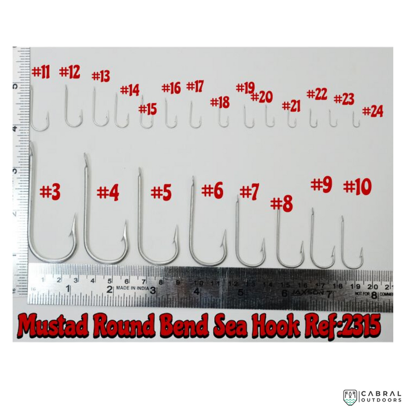 Mustad Round Bent Sea Single Hooks 2315 |100 Pcs| Size: 10-25  Hooks  Mustad  Cabral Outdoors  