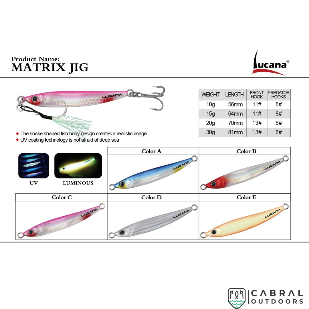 Lucana Matrix Jig | 10g-30g  Jigs  Lucana  Cabral Outdoors  