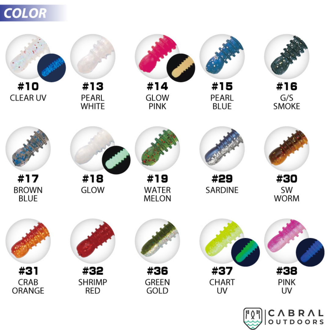 Owner Cultiva Tasty Worm Rock ‘N Bait RB-5 Ring Kick Tail | 3inch | 6pcs/pkt  Kick Tail  Owner  Cabral Outdoors  