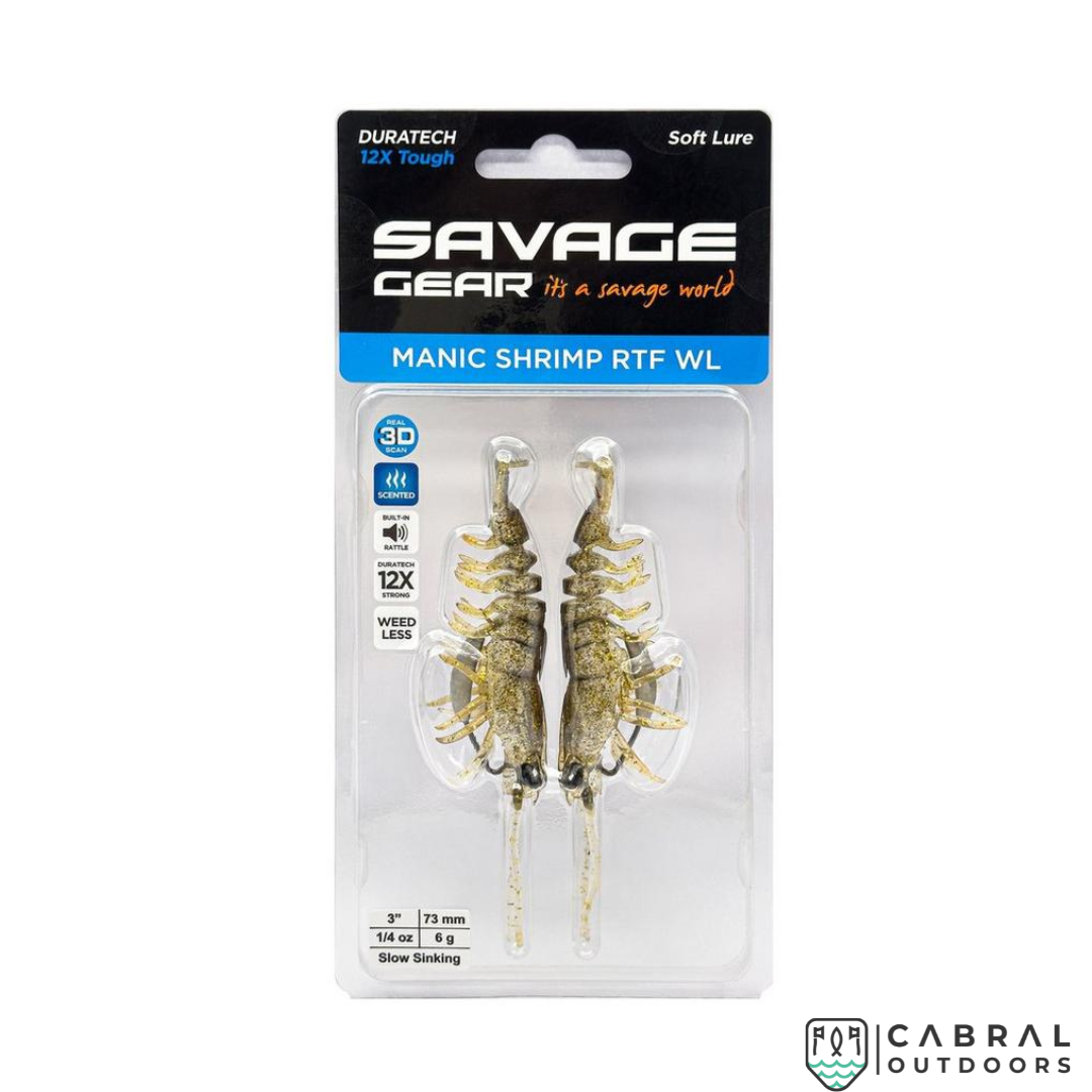 Savage Gear Manic Shrimp Weedless RTF WL  | Pack of 2 | Size: 3inch-3.5inch | Weight:-6g-9g