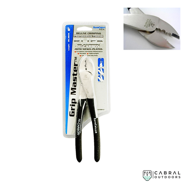 Surecatch Grip Master Hi-Carbon Bent Deluxe Crimping Professional Fishing Pliers | 8"