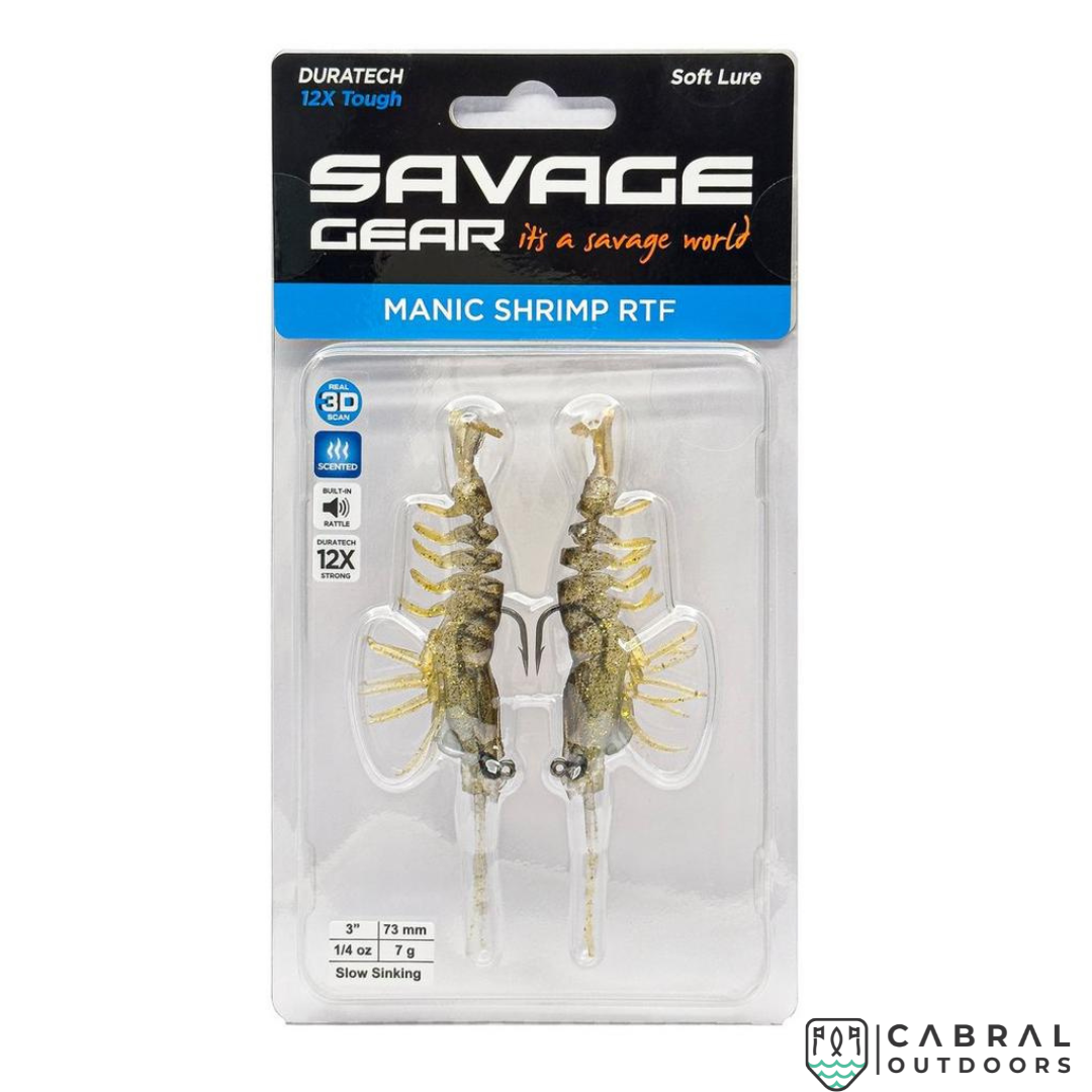 Savage Gear Manic Shrimp RTF  | Pack of 2 | Size: 3inch-4.25inch | Weight:-7g-24g  Shrimp  Savage Gear  Cabral Outdoors  