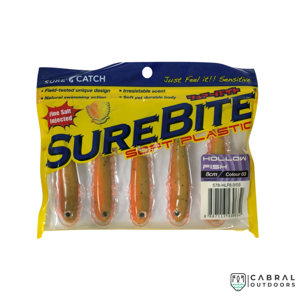 Sure Catch Sure Bite Soft Plastic Hollow Fish (5pcs) | 8cm    Sure Catch  Cabral Outdoors  