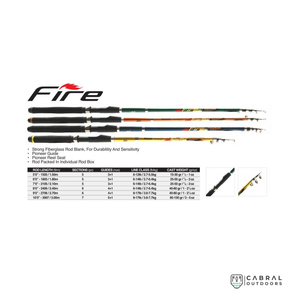 Pioneer Fire 7ft-10ft Telescopic Rod, Cabral Outdoors