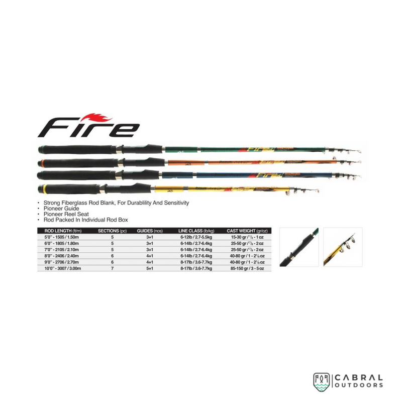 Pioneer Fire 7ft-10ft Telescopic Rod  Spinning Rods  Pioneer  Cabral Outdoors  