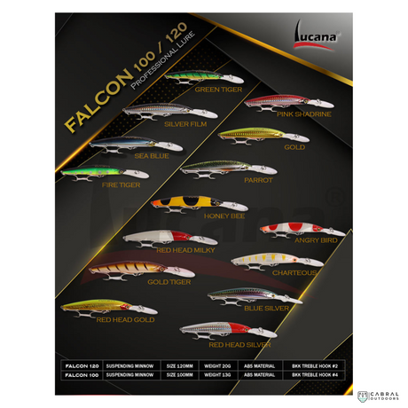 Lucana Falcon 100- 120 Hard Lure | Size:110mm-120mm | 13g-20g  Deep Diver  Lucana  Cabral Outdoors  