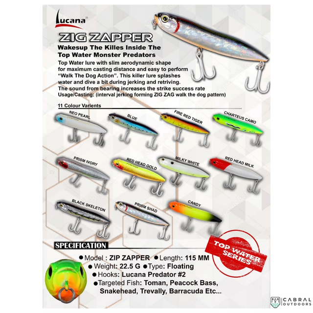 Lucana Zig Zapper  Hard Lure | Size: 11.5cm | 22.5g  Jerk Baits  Lucana  Cabral Outdoors  