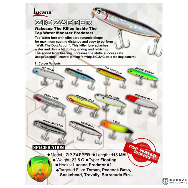 Lucana Zig Zapper Hard Lure | Size: 11.5cm | 22.5g Prism Shad