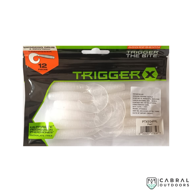 Aggression TriggerX Swimming Grub Carnassier | Size: 4inch/10cm | 4.87g | 12pcs/pk Glow