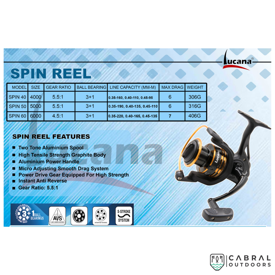 Lucana Spin 40-60 Spinning Reel  Spinning Reels  Lucana  Cabral Outdoors  