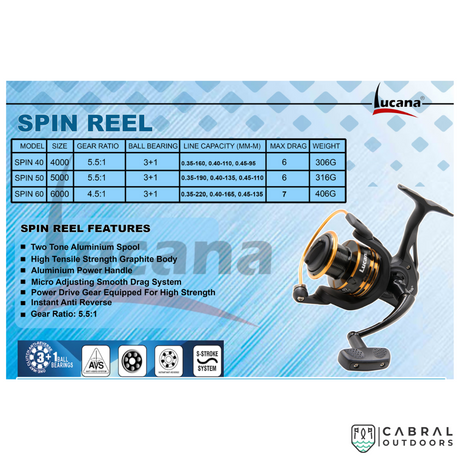 Lucana Spin 40-60 Spinning Reel  Spinning Reels  Lucana  Cabral Outdoors  