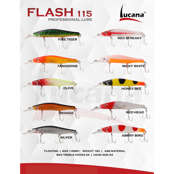 Lucana Flash 115 Hard Lure 11.5cm/19g, 1pcs/pkt  Jerk Baits  Lucana  Cabral Outdoors  