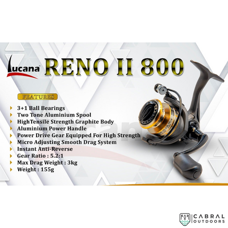 Lucana Reno II 800-6000 Spinning Reel  Spinning Reels  Lucana  Cabral Outdoors  