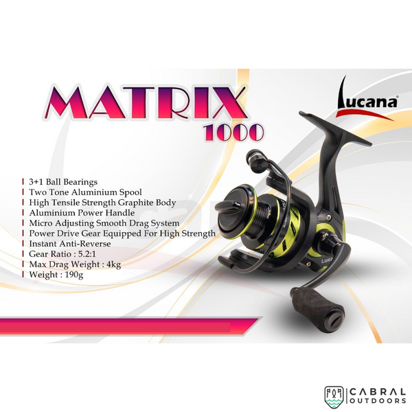 Lucana Matrix 1000-4000 Spinning Reel, Cabral Outdoors