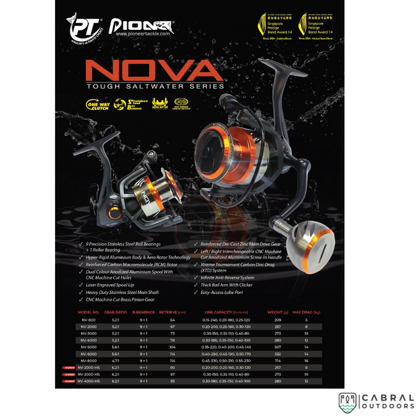 Pioneer Nova  NV4000-8000 Spinning Reel  Spinning Reels  Pioneer  Cabral Outdoors  