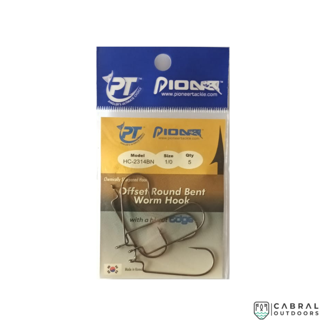 Pioneer Offset Round Bent  Worm Hooks | Size: 1/0-4/0  Worm hook  Pioneer  Cabral Outdoors  Pioneer Ichiban Live-Bait Hi-Cut Edge Hooks | Size: 1/0-7/0 