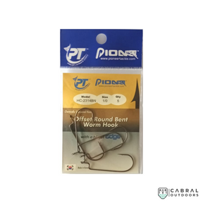 Pioneer Offset Round Bent  Worm Hooks | Size: 1/0-4/0  Worm hook  Pioneer  Cabral Outdoors  Pioneer Ichiban Live-Bait Hi-Cut Edge Hooks | Size: 1/0-7/0 