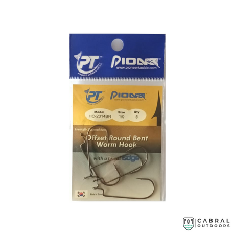 Pioneer Offset Round Bent  Worm Hooks | Size: 1/0-4/0  Worm hook  Pioneer  Cabral Outdoors  Pioneer Ichiban Live-Bait Hi-Cut Edge Hooks | Size: 1/0-7/0 