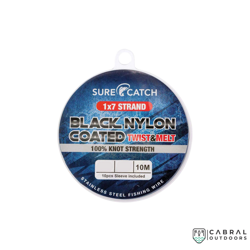 Sure Catch 1x7 Black Nylon coated Wire Leader | 10M  Leader  Sure Catch  Cabral Outdoors  