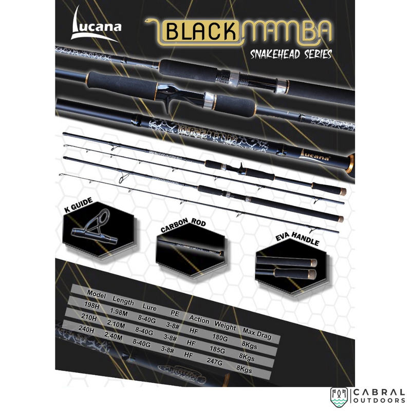 Lucana Black Mamba 8ft Spinning Rod, Cabral Outdoors