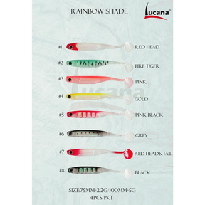 Lucana Rainbow Shade Soft Fishing Lure | Size: 10cm | 5g | 4pcs/pk  Soft Bait  Lucana  Cabral Outdoors  