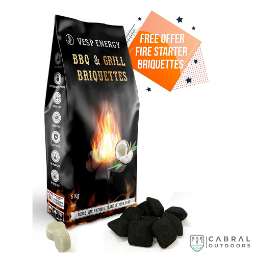 Vesp Energy Coconut Shell Charcoal Briquettes (3kg & 5kg)  Barbecue  Vesp Energy  Cabral Outdoors  