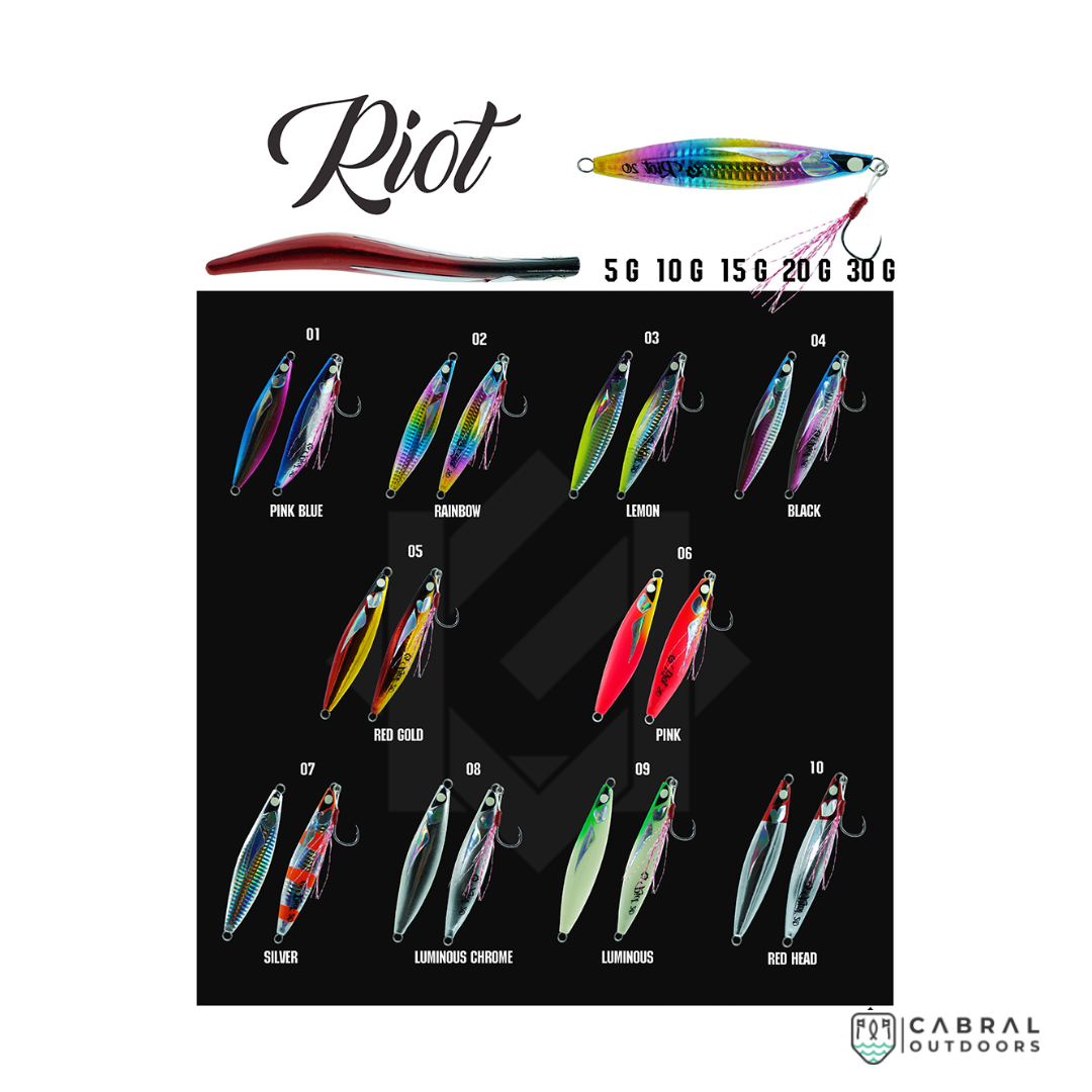 Lures Factory Riot Underground Metal Jig (with hook) | Size: 6cm-7.2cm | 5g-30g  Jigs  Lures Factory  Cabral Outdoors  