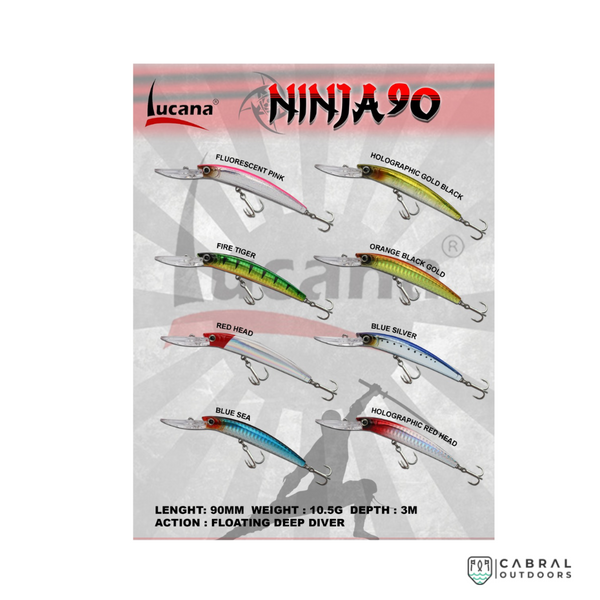 Lucana Ninja 90 Floating Minnow | Size: 9cm | 10.5g  Jerk Baits  Lucana  Cabral Outdoors  