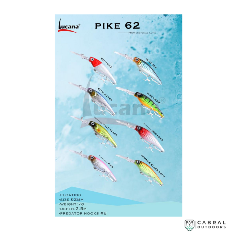 Lucana Pike 62 Floating Minnow | Size: 6.2cm | 7g  Jerk Baits  Lucana  Cabral Outdoors  