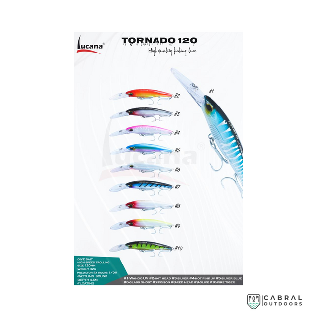 Lucana Tornado 120 Hard Lures | Size: 12cm | 32g  Deep Diver  Lucana  Cabral Outdoors  