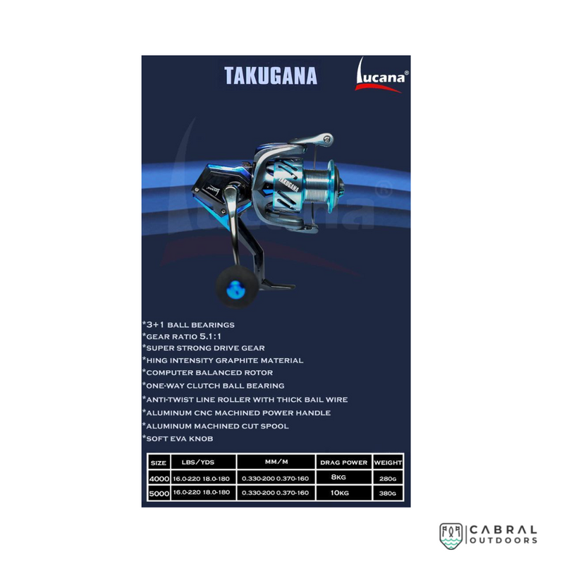 Lucana Takugana 4000-5000 Spinning Reel, Cabral Outdoors