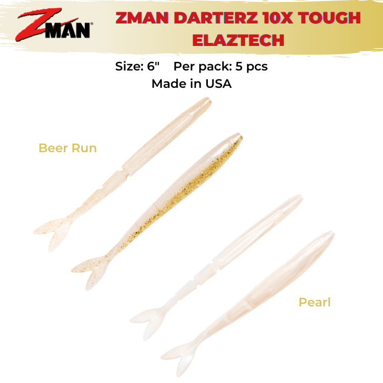 ZMAN DarterZ 10X Tough ELAZTECH | 6inch | 5pcs/pk  Fork Tail  Zman  Cabral Outdoors  