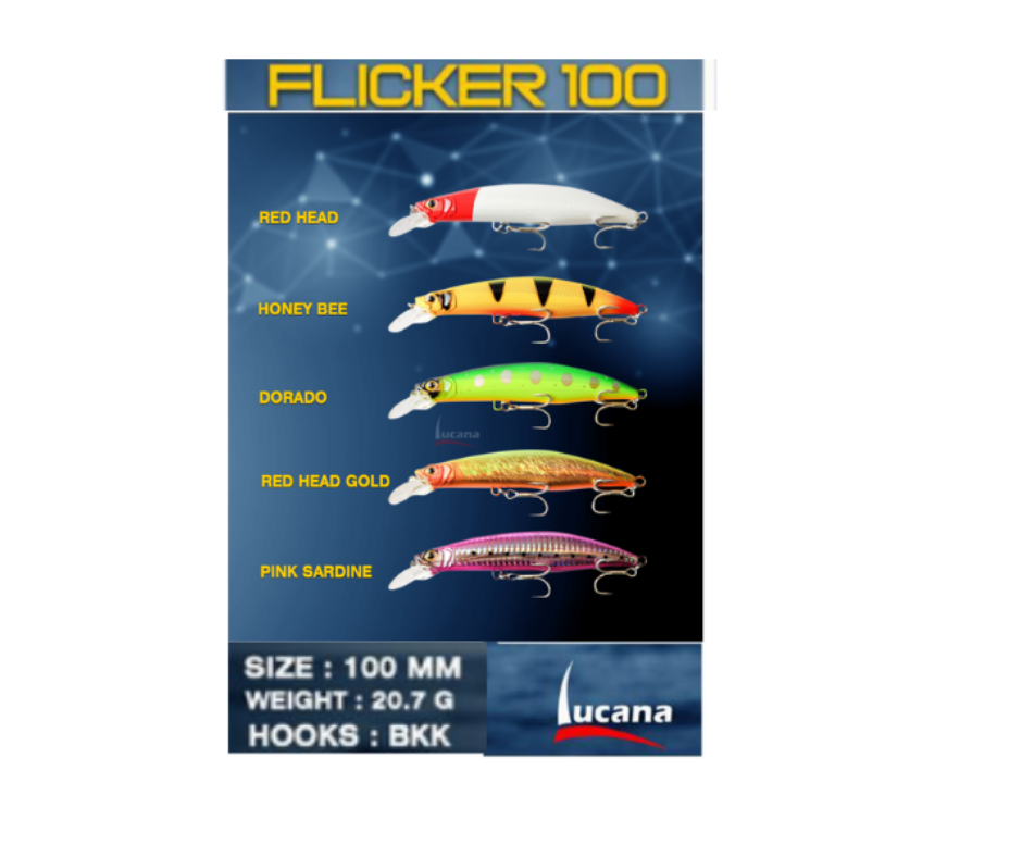 Lucana Flicker 100mm-120mm  Jerk Baits  Lucana  Cabral Outdoors  