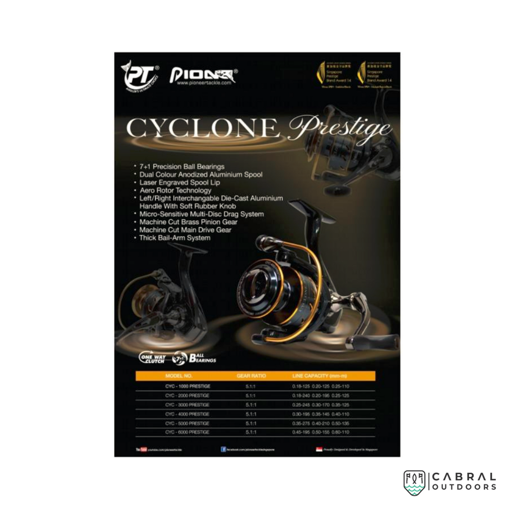 Pioneer Cyclone 5000 Prestige XE Spinning Reel, Cabral Outdoors