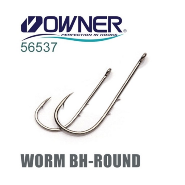 Owner Worm BH-Round Hook 56537 (Eyed) | Size: 6-12  Hooks  Owner  Cabral Outdoors  