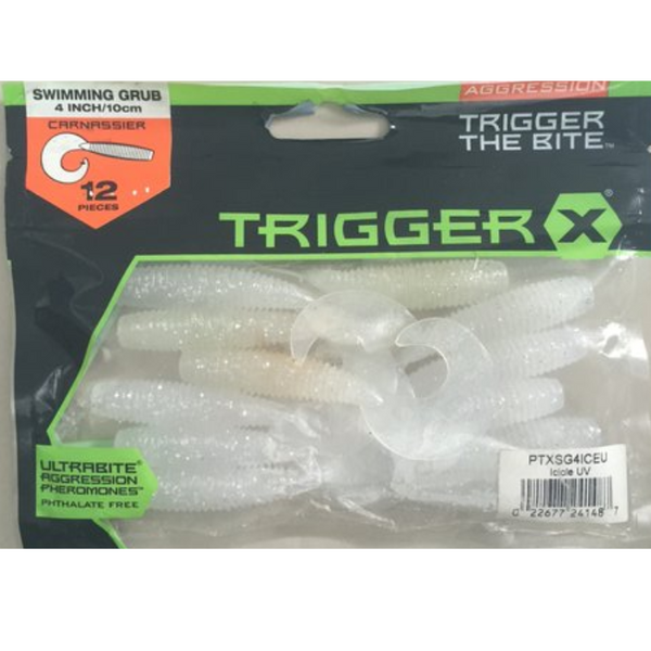 Aggression TriggerX Swimming Grub Carnassier | Size: 4inch/10cm | 4.87g | 12pcs/pk  Curly Tail  Aggression TriggerX  Cabral Outdoors  