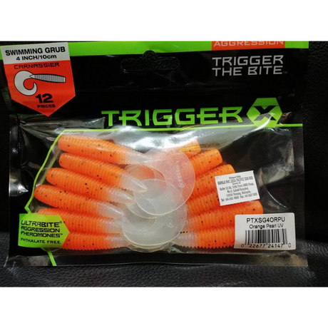 Aggression TriggerX Swimming Grub Carnassier | Size: 4inch/10cm | 4.87g | 12pcs/pk  Curly Tail  Aggression TriggerX  Cabral Outdoors  