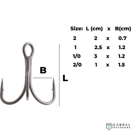 VMC Black Nickel Treble Hooks 7554 BN | Size: 1-2/0  Treble Hooks  VMC  Cabral Outdoors  