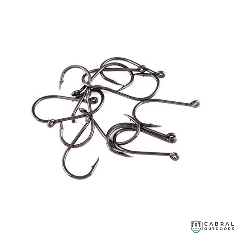 Basetousual 50 Pieces Carbon Steel Fishing Hooks Suitable for Carp Fishing,  River Pike and Ocean, Salmon, Perch