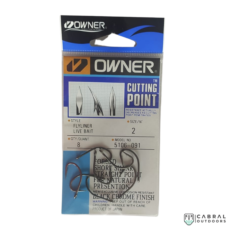 Owner 5106-091 Cutting Point FlyLiner Live Bait Hook, Size: 2, 8pcs/pk, Cabral Outdoors