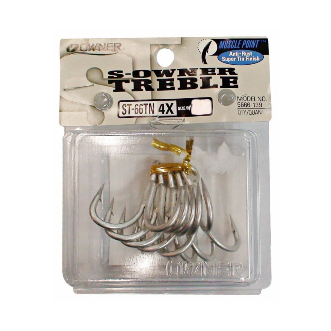 Owner ST-66TN 4X S-Owner Treble Hooks | Size : 5/0-4  Treble Hooks  Owner  Cabral Outdoors  