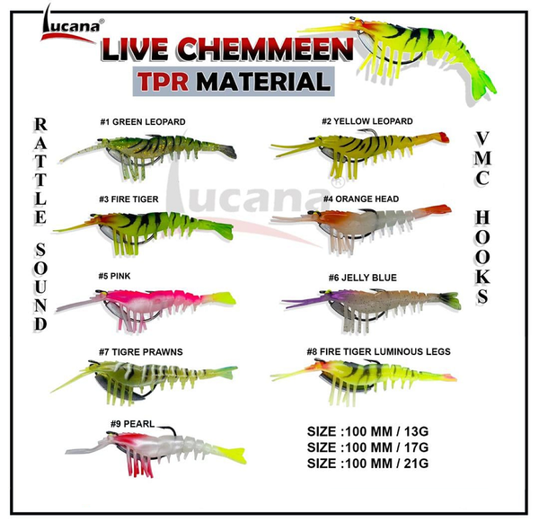 Lucana Live Chemmeen Shrimp Lure | Size: 10cm I 13-21g 17g / Jelly Blue