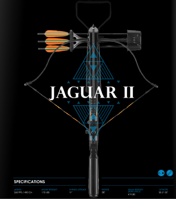 EK ARCHERY JAGUAR II CROSSBOW RIFLE, BLACK STOCK, 175LB, 260FPS  Crossbow  EK ARCHERY  Cabral Outdoors  