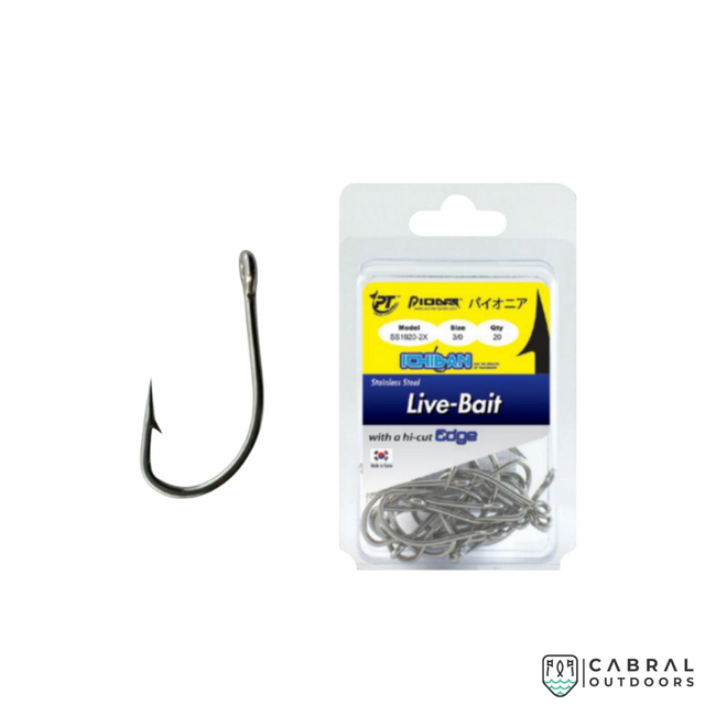 Pioneer Ichiban Live-Bait SS1920-2X Hi-Cut Edge Hooks | Size: 1/0-7/0  Hooks  Pioneer  Cabral Outdoors  Pioneer Ichiban Live-Bait Hi-Cut Edge Hooks | Size: 1/0-7/0 