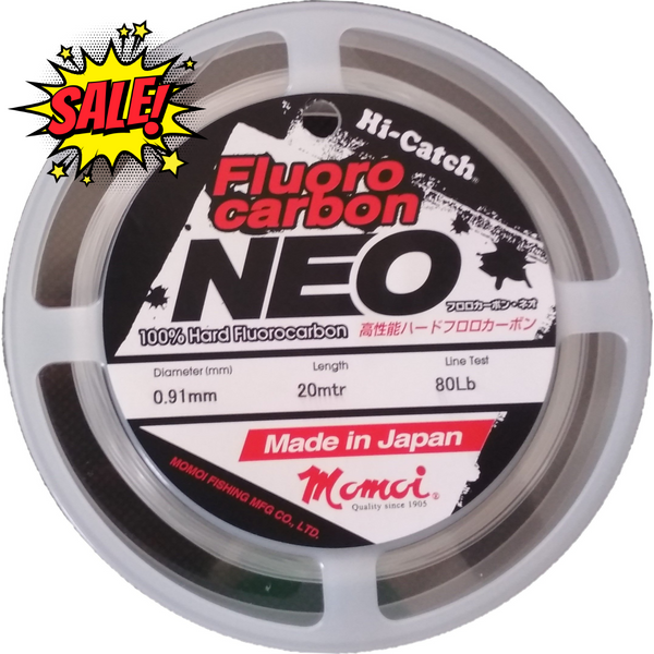 Momoi Hi-Catch Neo Fluoro Carbon Leader 20mtr | 40lb-80lb | 0.62mm-0.91mm | Clear  Fluoro Carbon  Momoi  Cabral Outdoors  
